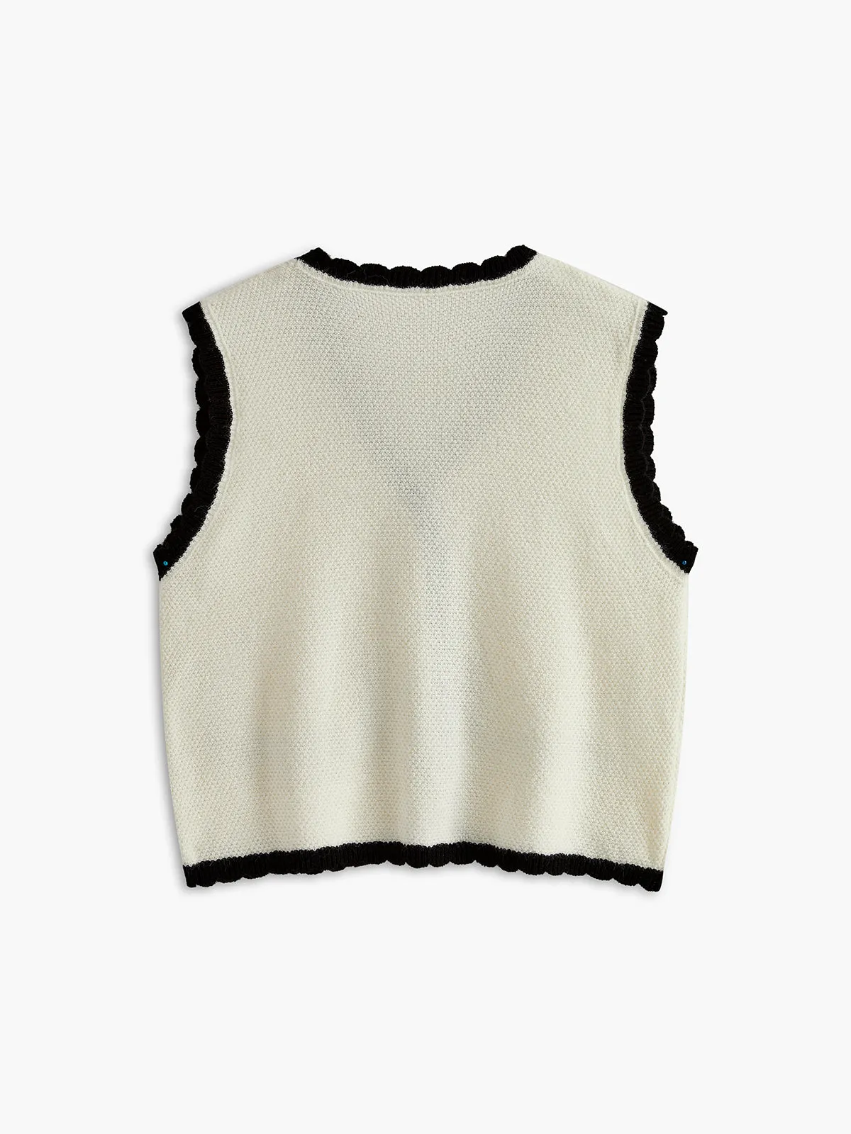 Contrast Wave Trim Breasted Sweater Vest sold by COMMENSE product image thumbnail 2