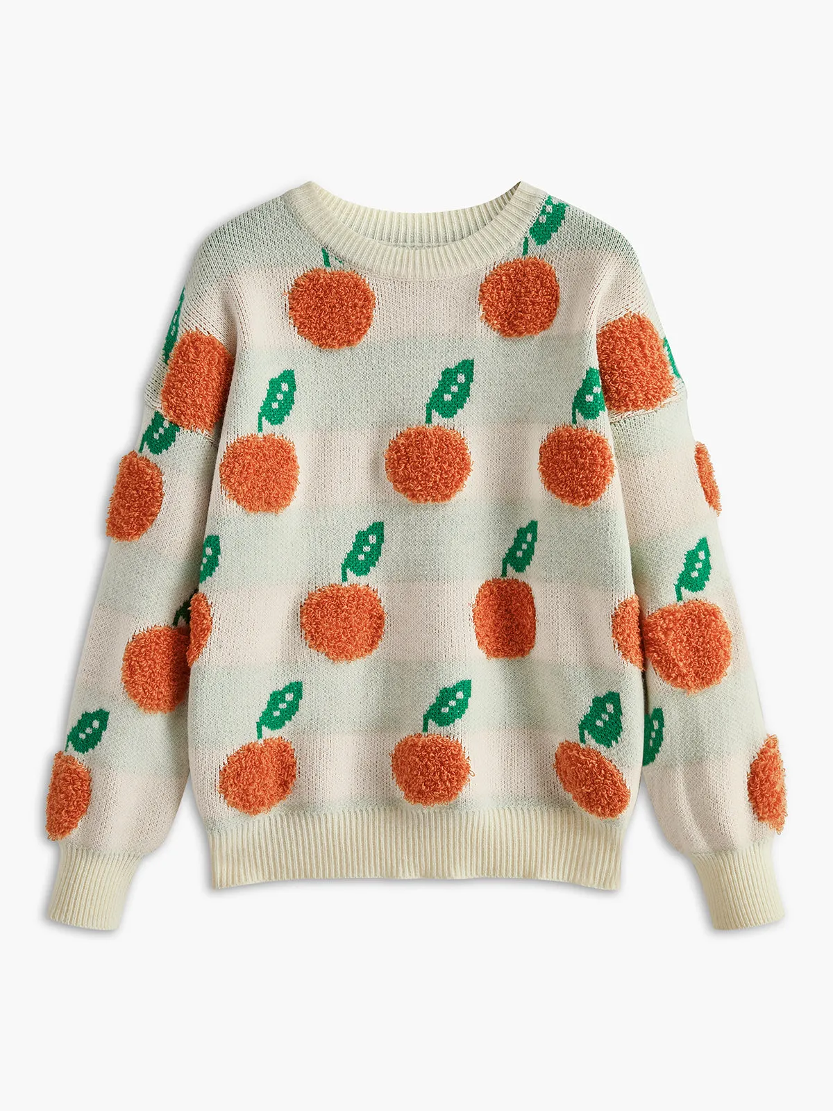 Orange Pattern Striped Sweater sold by COMMENSE