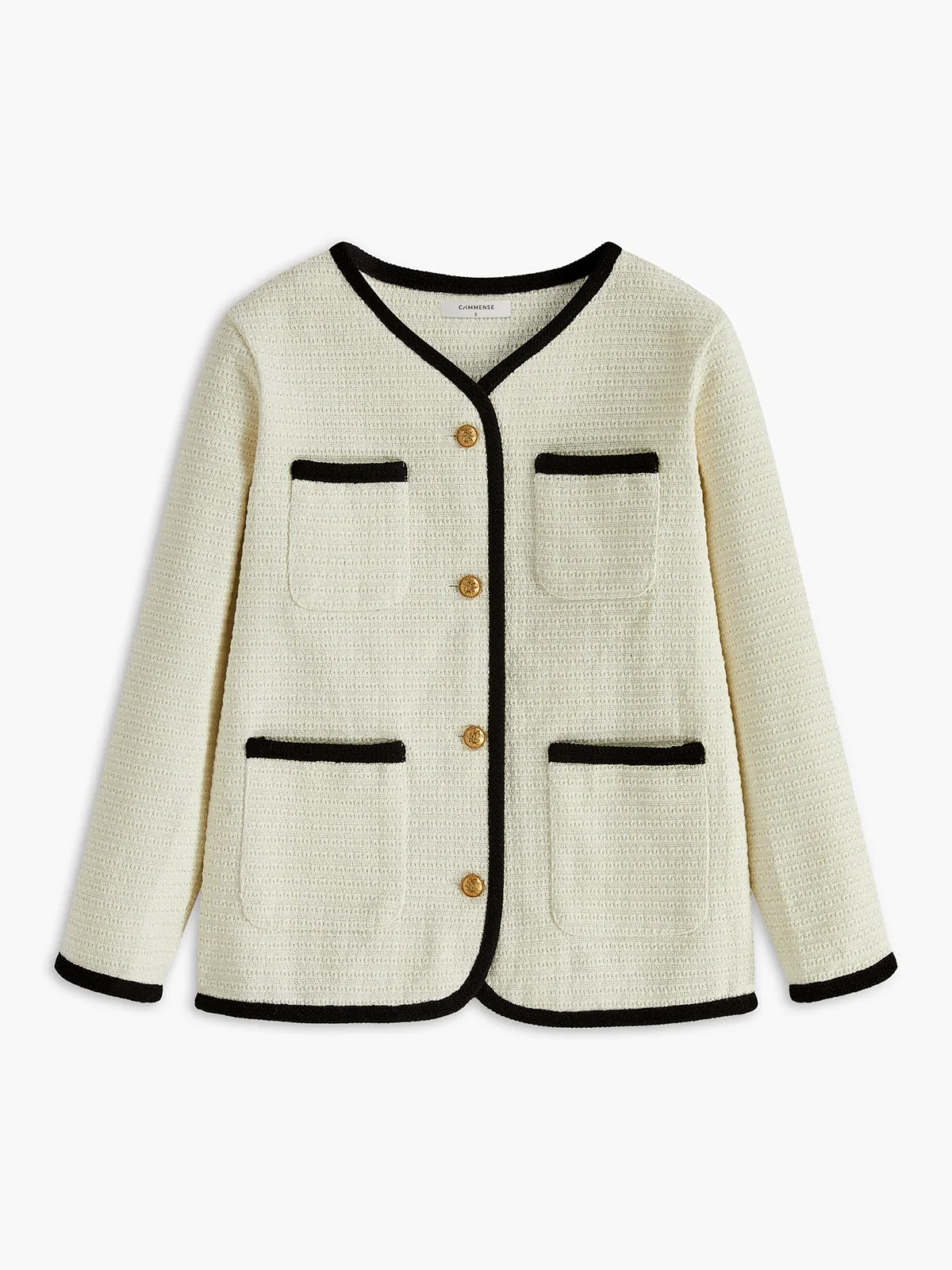 Elegant Contrast Binding Pockets Blazer sold by COMMENSE