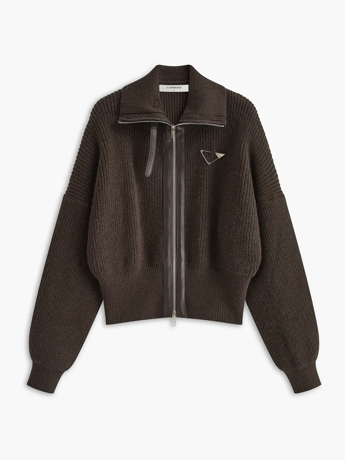 Zipper Lapel Soft Knit Outerwear sold by COMMENSE