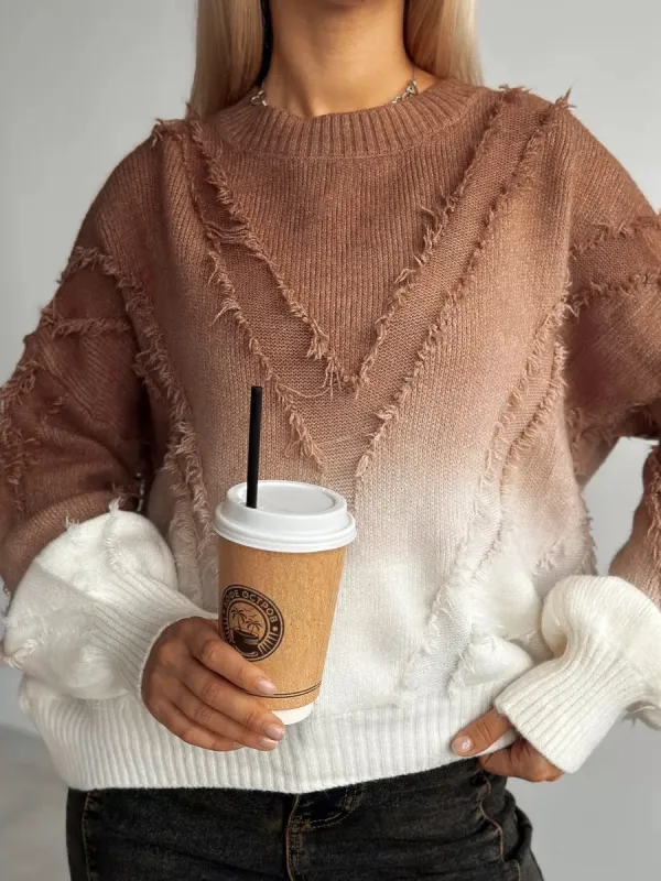 Ombre Tassel Piping Sweater sold by COMMENSE