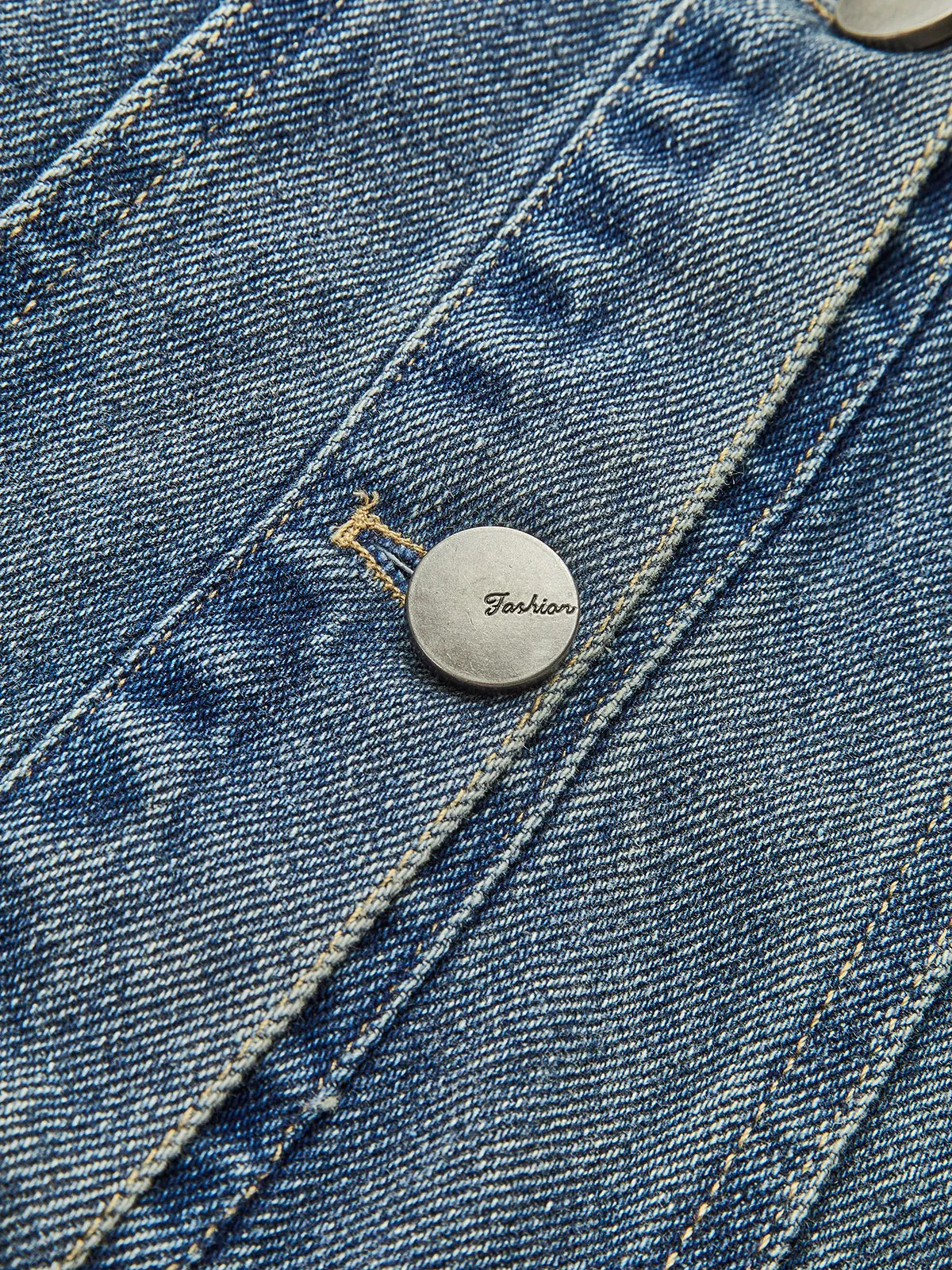 Contrast Collar Piping Denim Jacket sold by COMMENSE product image thumbnail 3