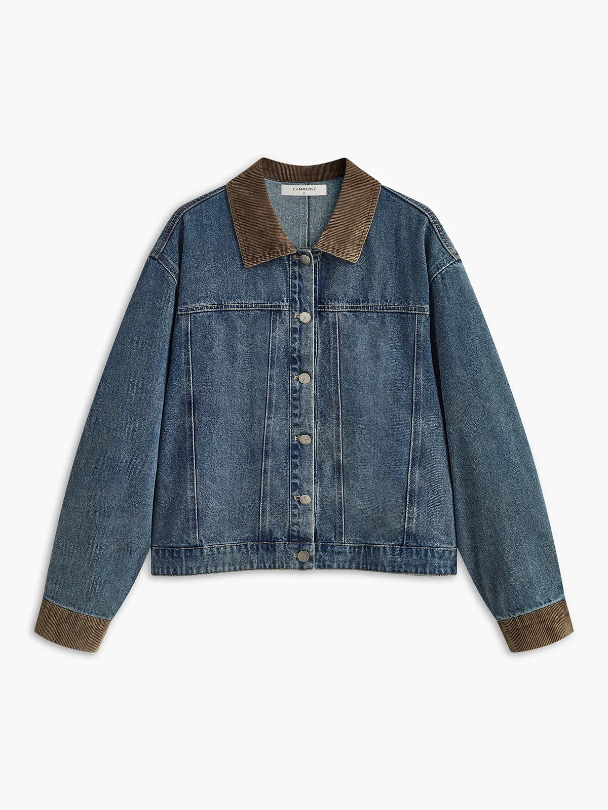 Contrast Collar Piping Denim Jacket sold by COMMENSE