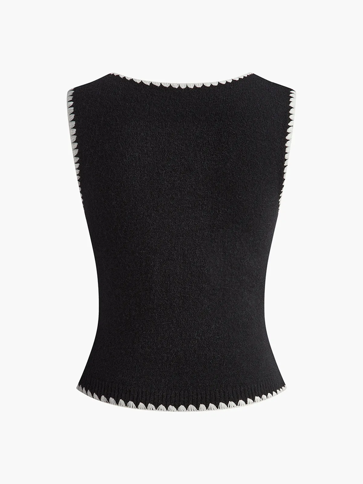 Contrast Trim Bow Sweater Vest sold by COMMENSE product image thumbnail 2