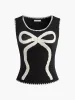 Contrast Trim Bow Sweater Vest sold by COMMENSE