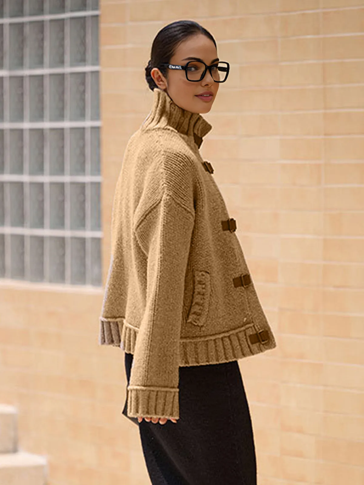 Soft-Buckle Lapel Cardigan sold by COMMENSE product image thumbnail 3