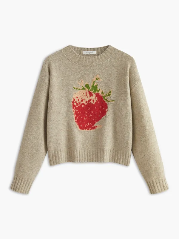 Crew Neck Strawberry Warm Sweater sold by COMMENSE