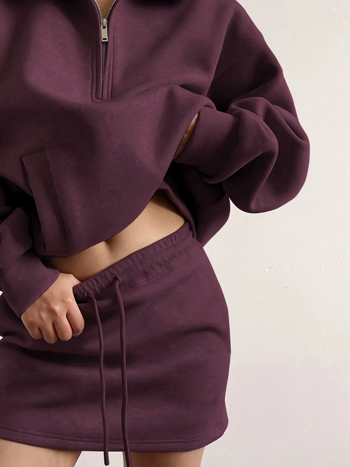 Drawstring Zipper Lapel Skirt Set sold by COMMENSE product image thumbnail 5