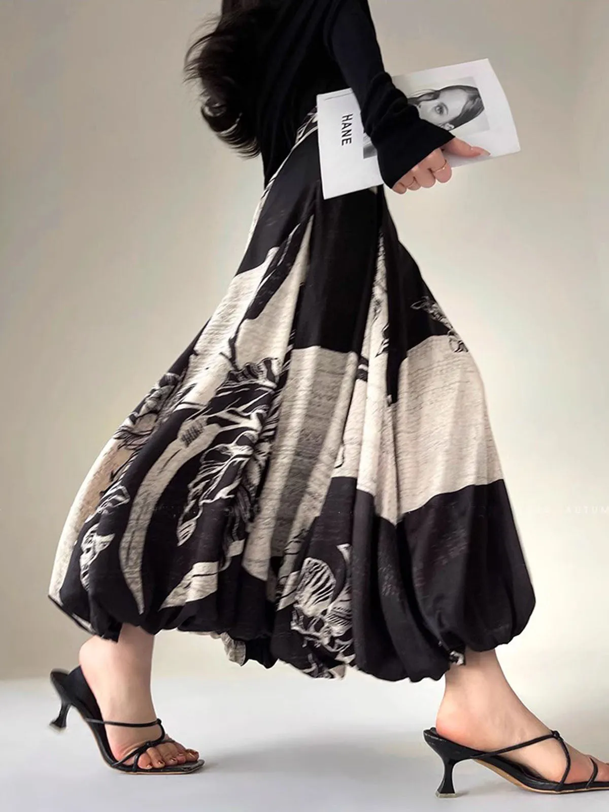 Bud Waist Flowy Midi Skirt sold by COMMENSE