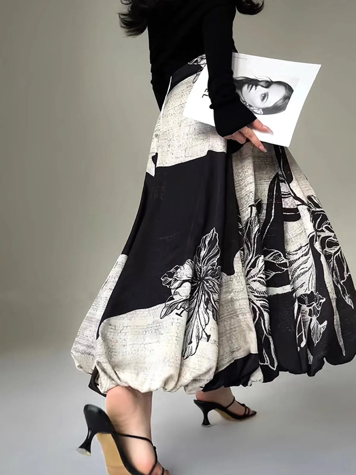 Bud Waist Flowy Midi Skirt sold by COMMENSE product image thumbnail 5