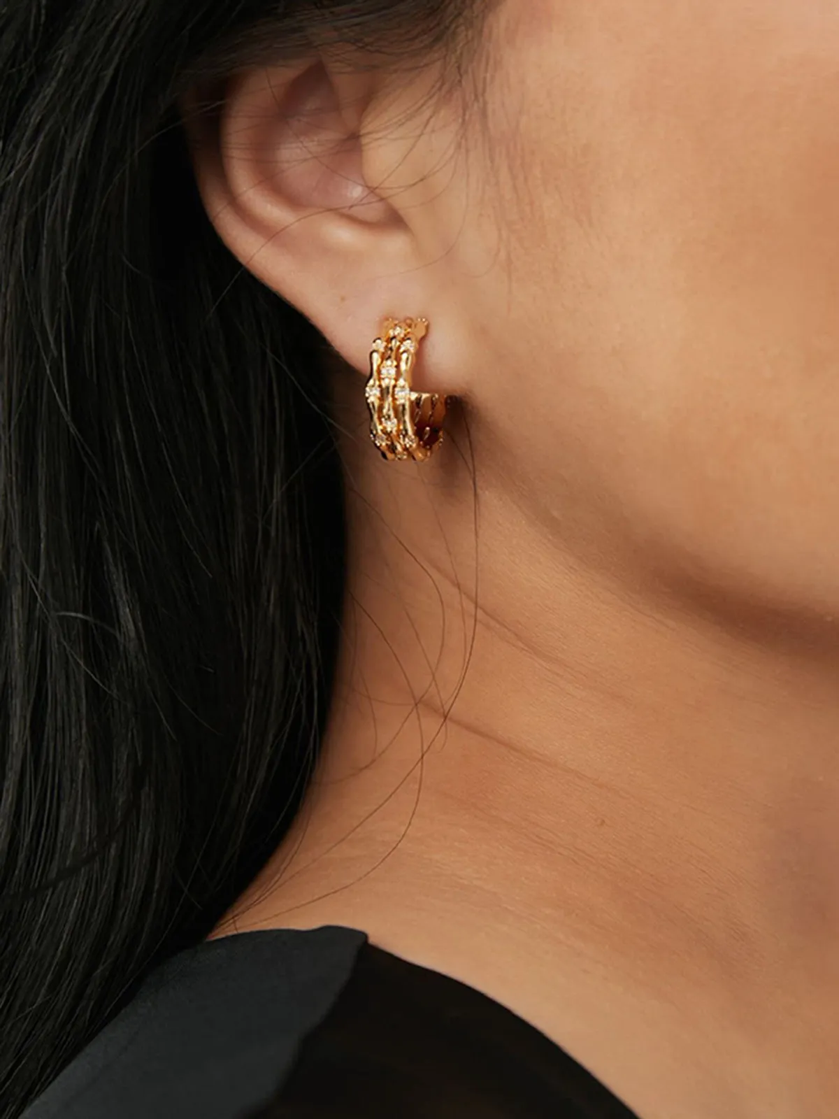 Elegant Tunnel Hoop Stud Earrings sold by COMMENSE product image thumbnail 3
