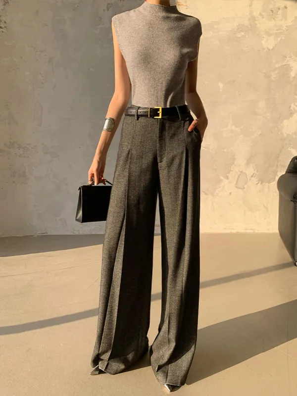 High Waist Pleated Pants Without Belt sold by COMMENSE