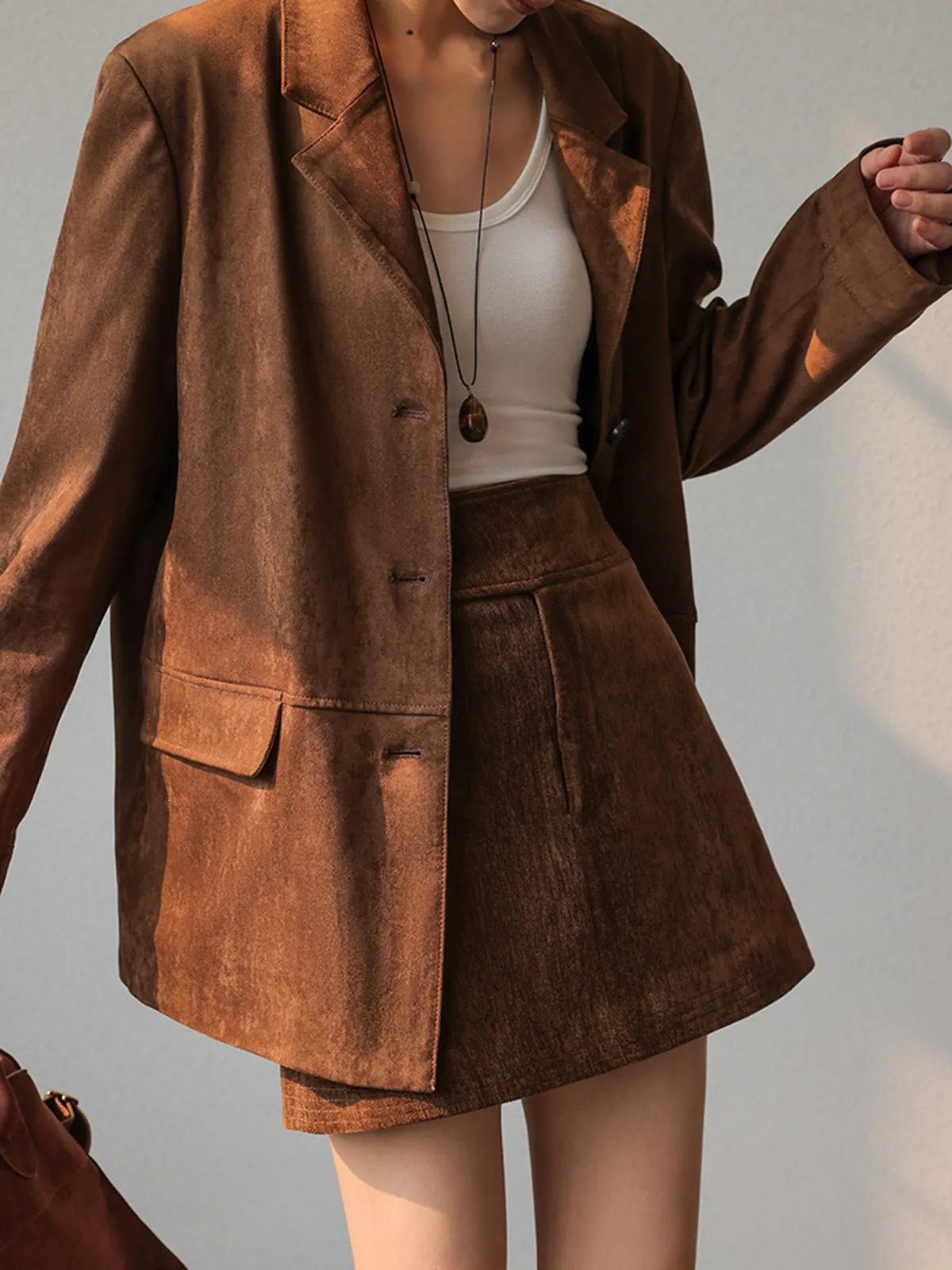 Suede A-Line Mini Skirt sold by COMMENSE product image thumbnail 5