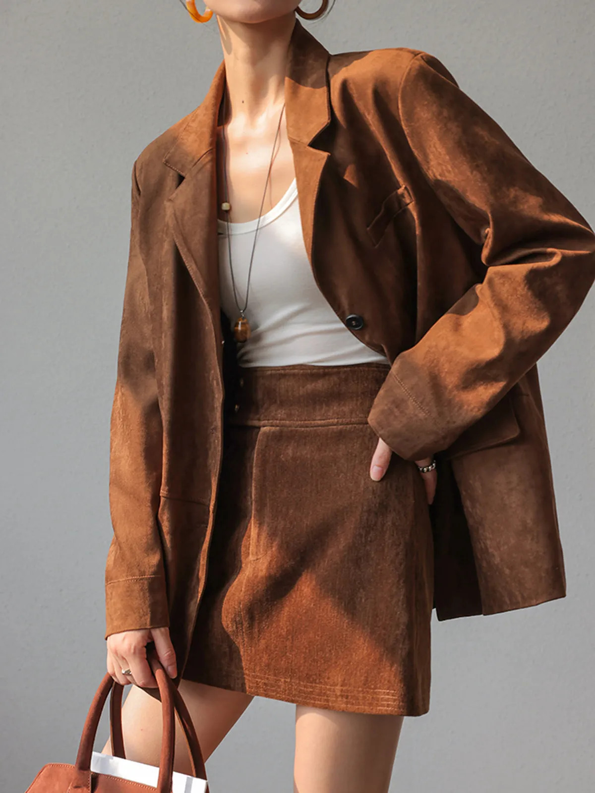 Suede A-Line Mini Skirt sold by COMMENSE product image thumbnail 2