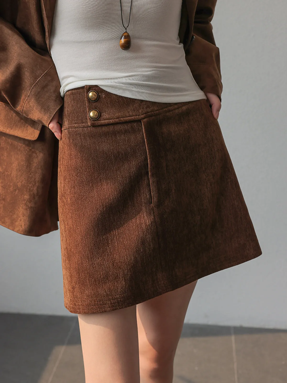 Suede A-Line Mini Skirt sold by COMMENSE