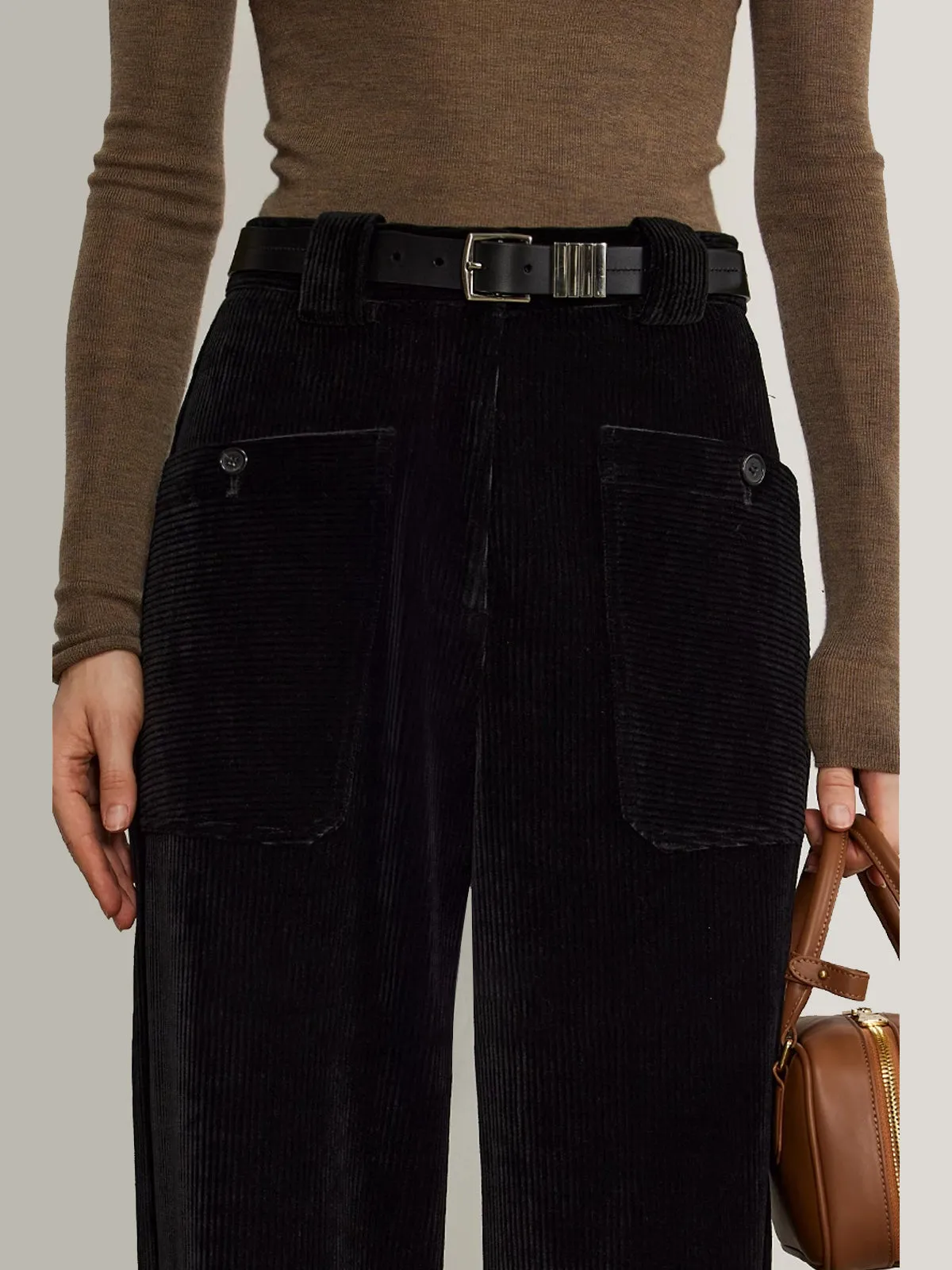 Corduroy Draped Pants Without Belt sold by COMMENSE product image thumbnail 4