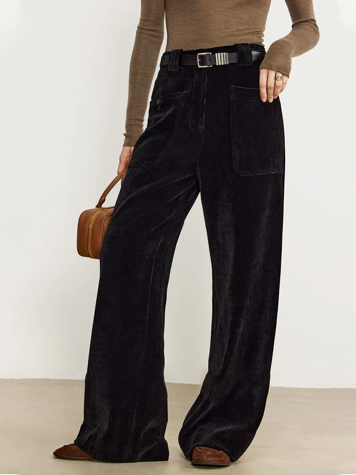 Corduroy Draped Pants Without Belt sold by COMMENSE