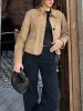 Suede Soft Button Lapel Jacket sold by COMMENSE