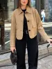 Suede Soft Button Lapel Jacket sold by COMMENSE