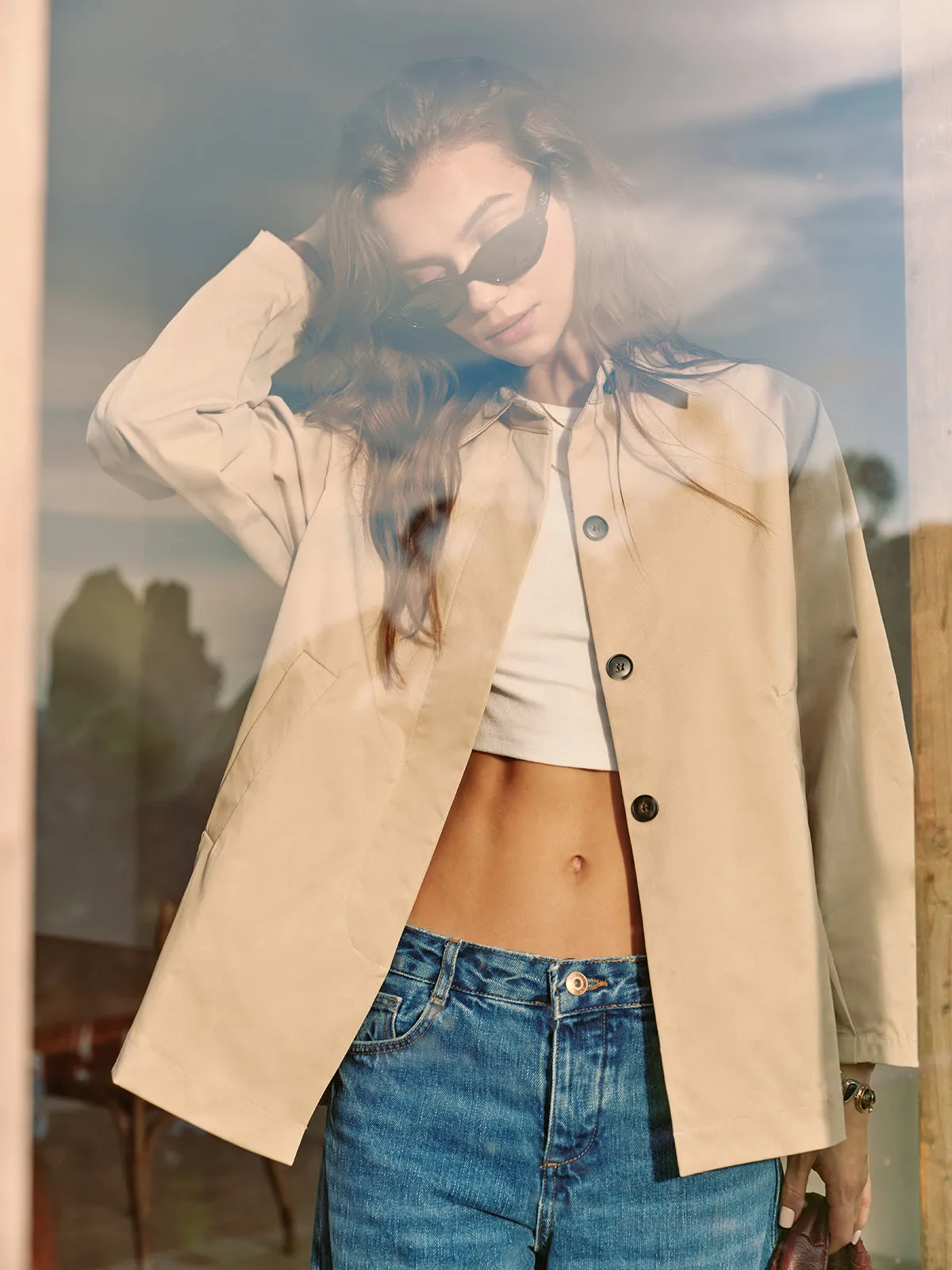 Button Down Lapel Trench Coat sold by COMMENSE product image thumbnail 3