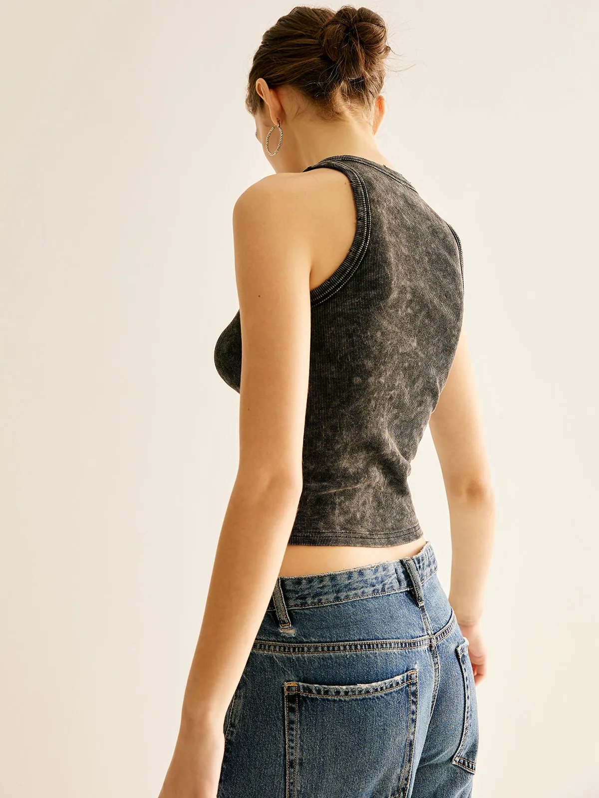 Retro Ribbed Crop Tank Top sold by COMMENSE product image thumbnail 4