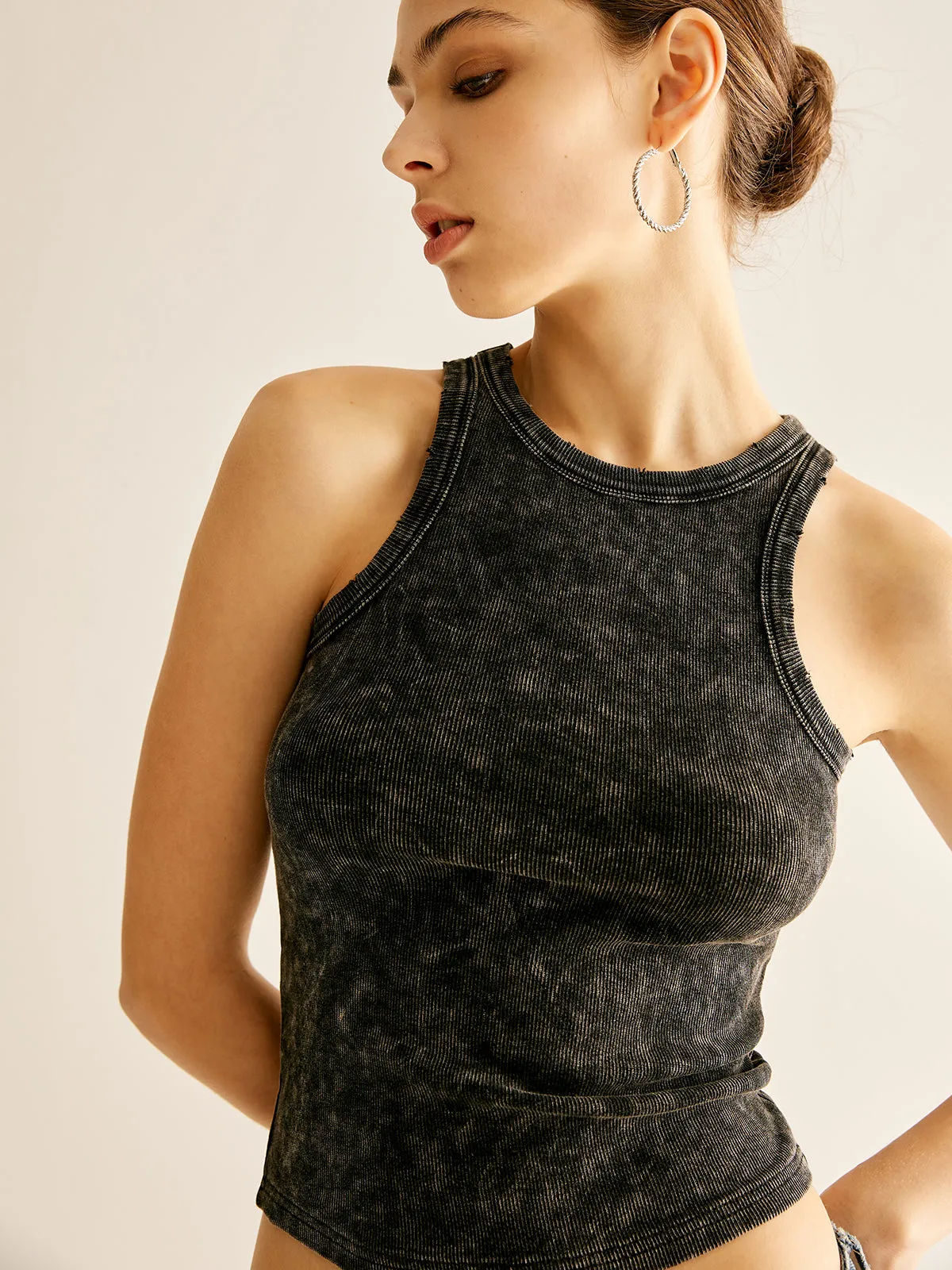 Retro Ribbed Crop Tank Top sold by COMMENSE product image thumbnail 2