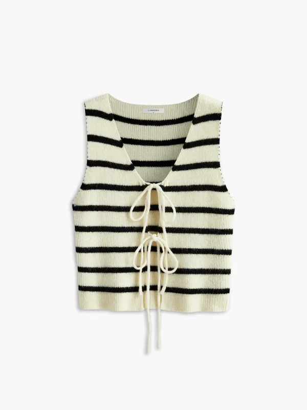 V-Neck Striped Tie Sweater Vest sold by COMMENSE