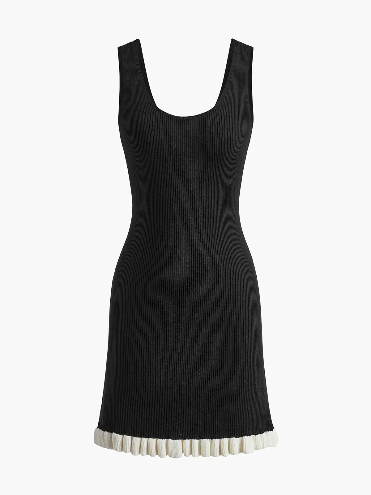 Contrast Ruffle Sleeveless Sweater Dress sold by COMMENSE