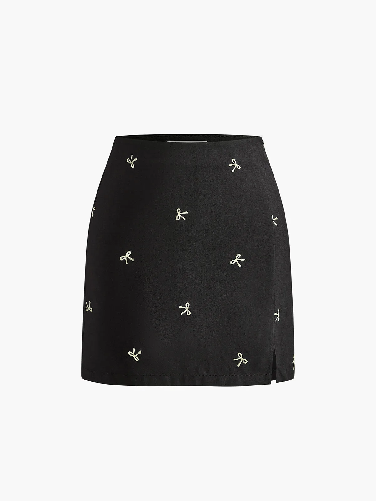 Bow Detail Zipper A Line Skirt sold by COMMENSE