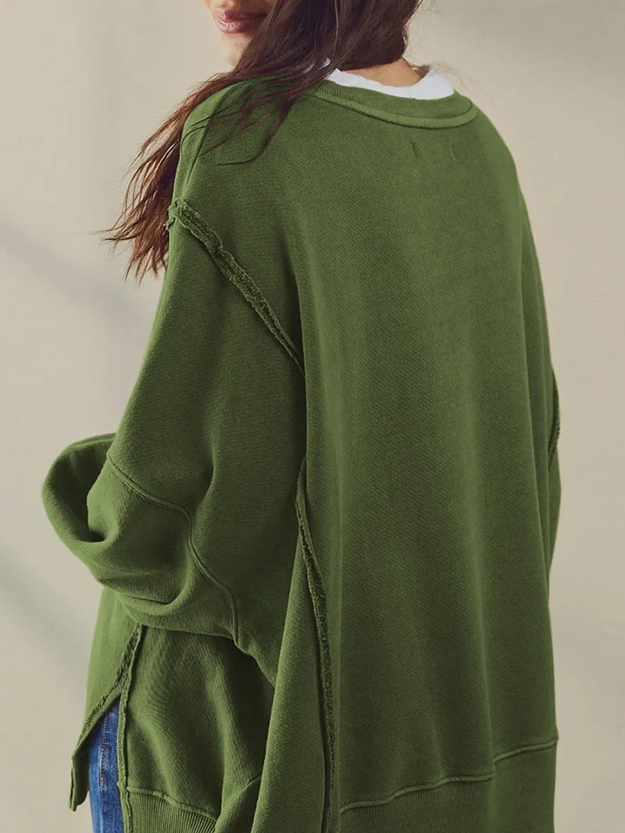 Plain Cotton Split Sweatshirt sold by COMMENSE product image thumbnail 3