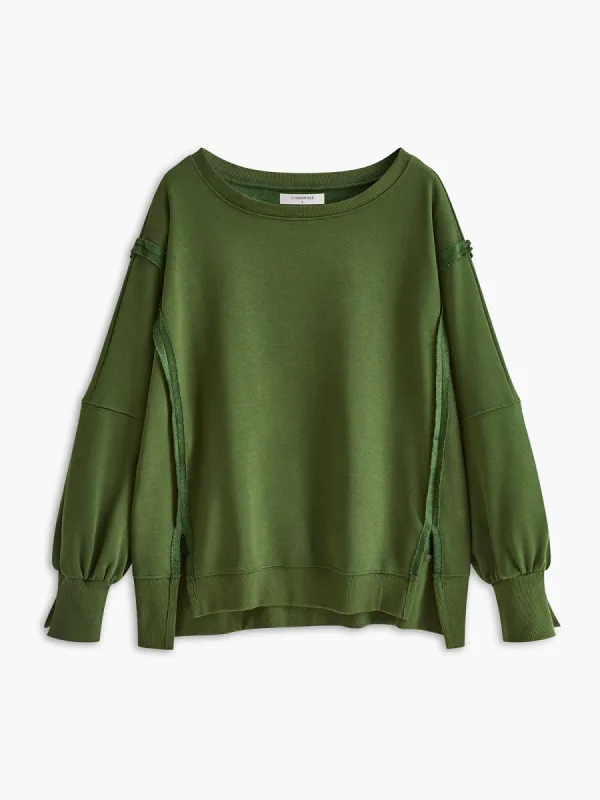 Plain Cotton Split Sweatshirt sold by COMMENSE