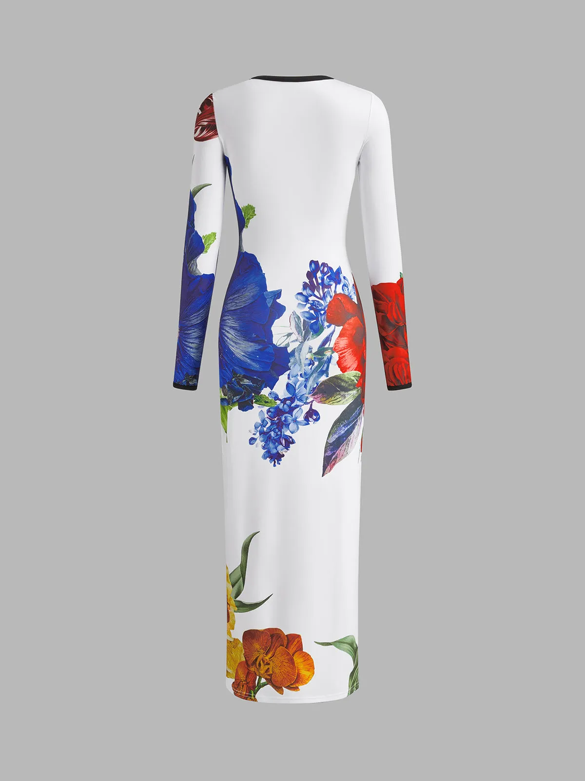Round Neck Floral Printed Jersey Dress sold by COMMENSE product image thumbnail 3