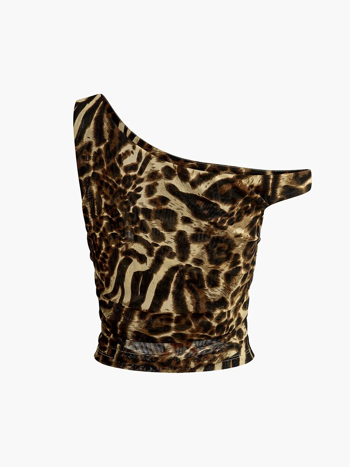 Asymmetrical Neck Leopard Printed Blouse sold by COMMENSE product image thumbnail 2