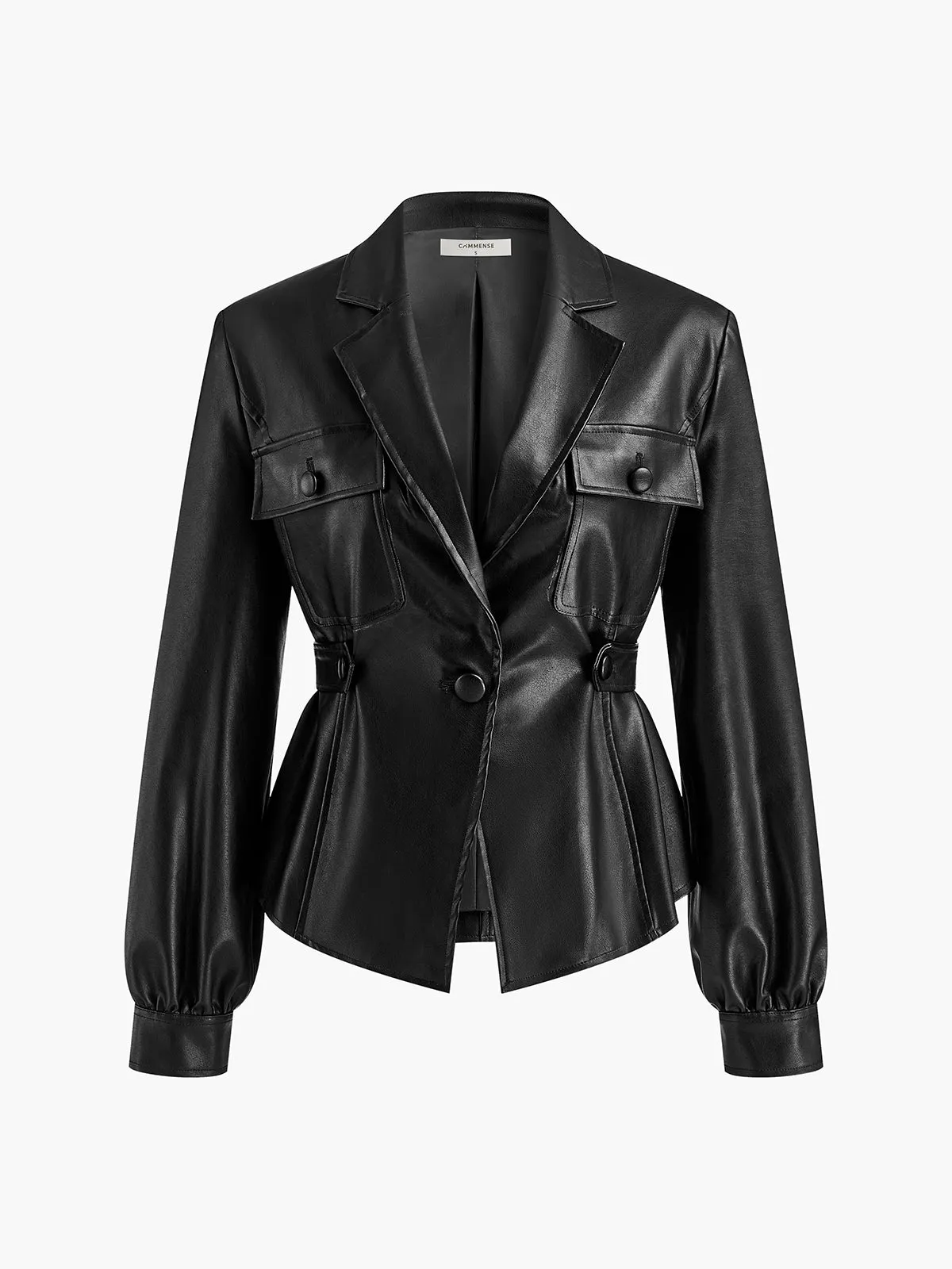 Split Belted Faux Leather Jacket sold by COMMENSE product image thumbnail 2