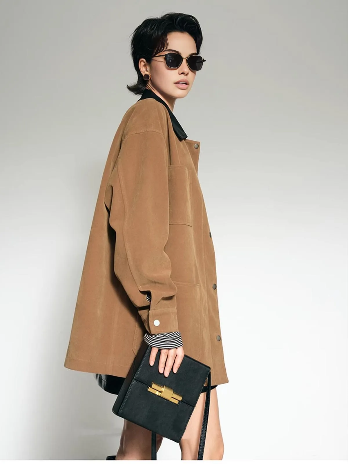 Contrast Collar Suede Blazer sold by COMMENSE product image thumbnail 4