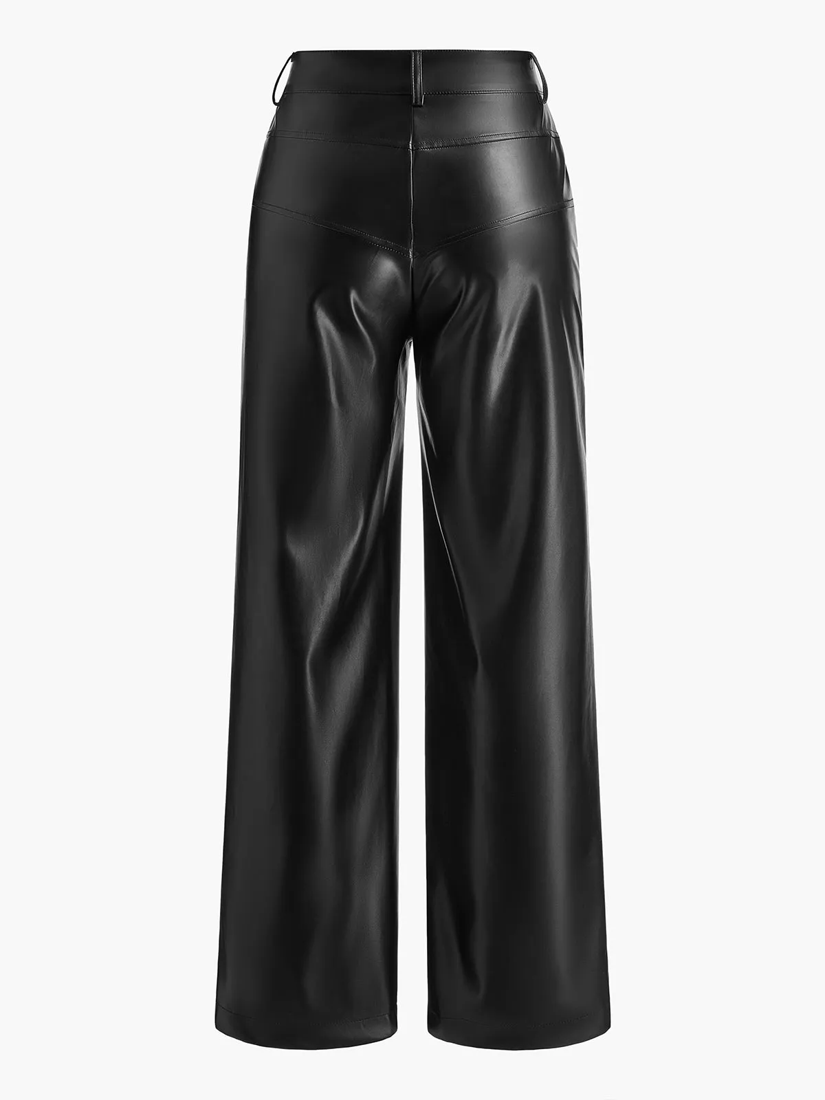 Mid-Waist Button PU Leather Pants sold by COMMENSE product image thumbnail 5