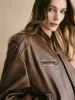 Ribbed-Cuff Zipper PU Leather Jacket sold by COMMENSE