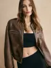 Ribbed-Cuff Zipper PU Leather Jacket sold by COMMENSE