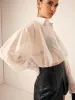 Pleated Sheer Thin Polo Shirt sold by COMMENSE