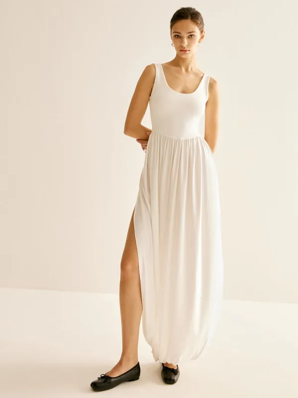 Ribbed Side Split Pleated Tank Dress sold by COMMENSE