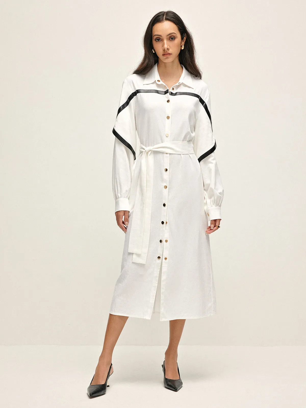 Cotton & Linen Belted Trench Coat sold by COMMENSE product image thumbnail 5