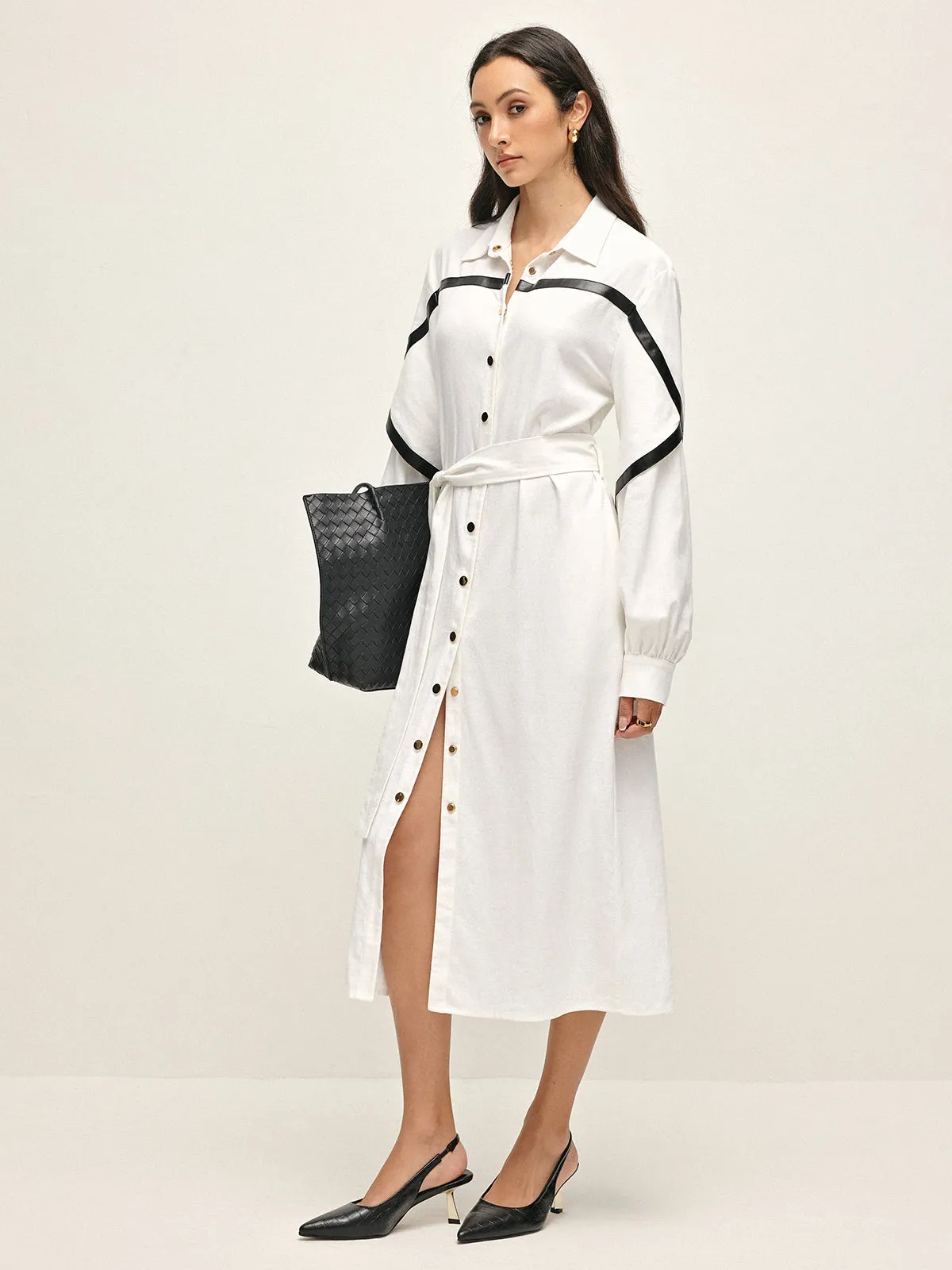 Cotton & Linen Belted Trench Coat sold by COMMENSE product image thumbnail 2
