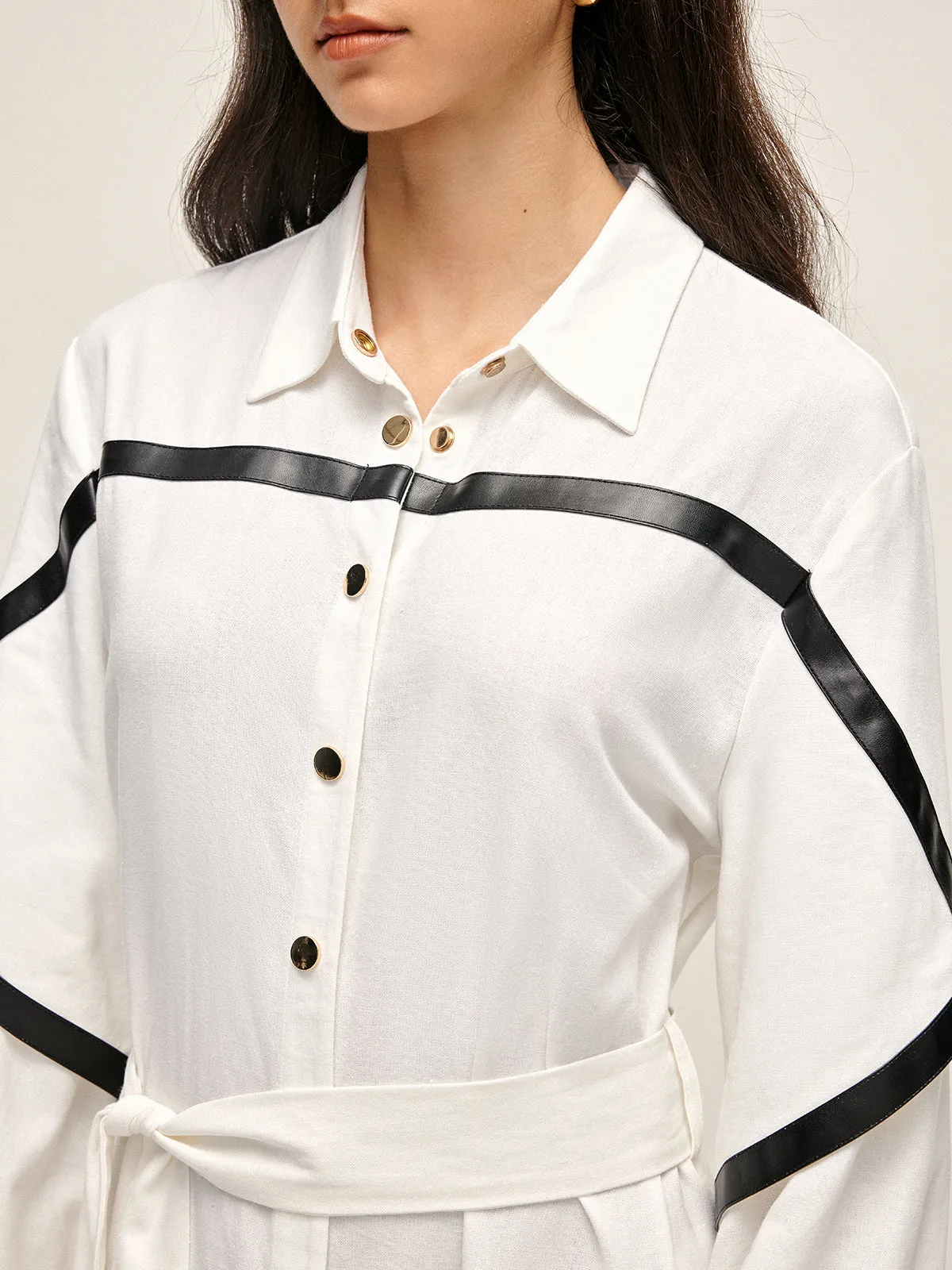 Cotton & Linen Belted Trench Coat sold by COMMENSE product image thumbnail 3