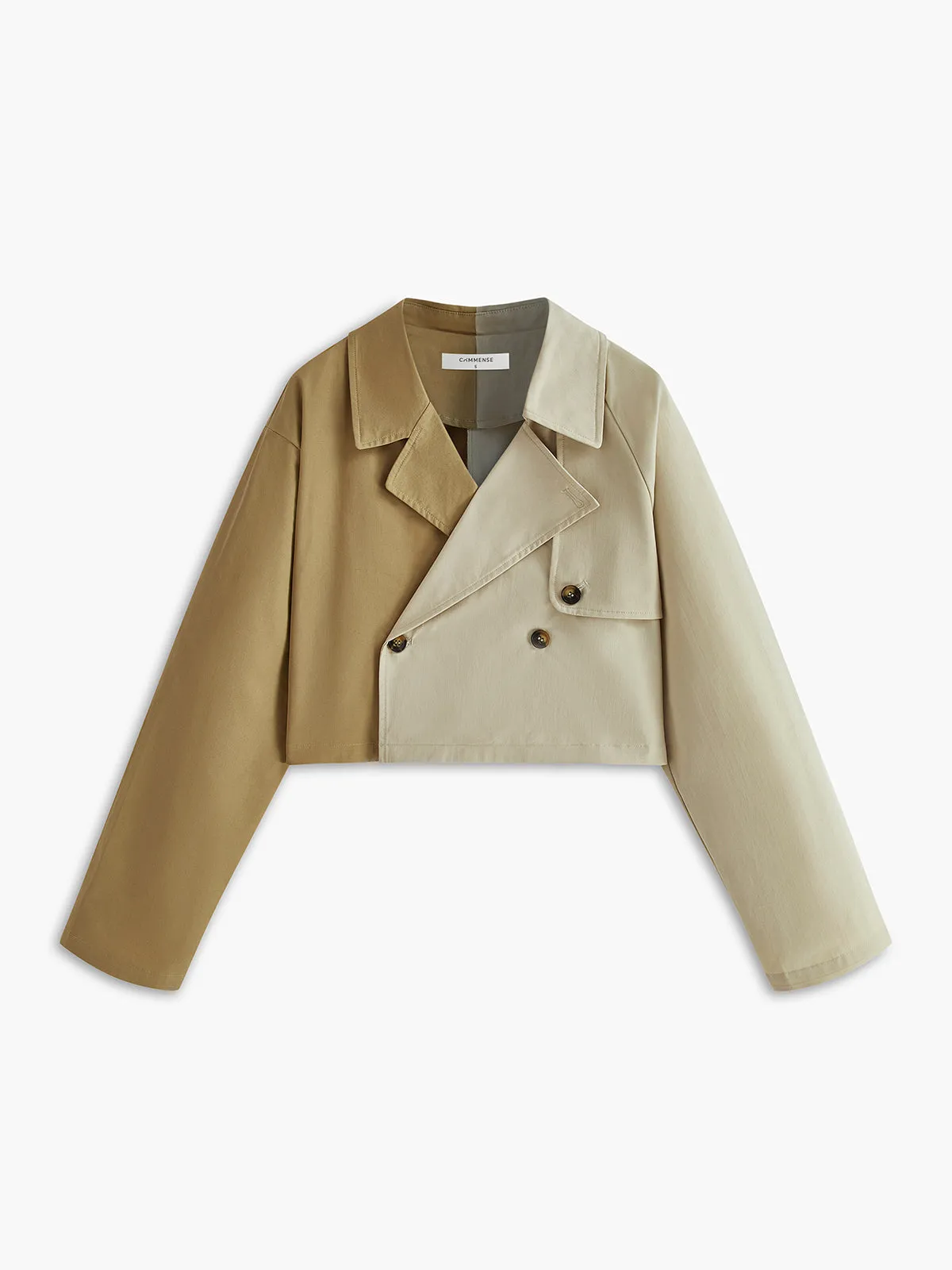 Two Tone Lapel Short Trench Coat sold by COMMENSE
