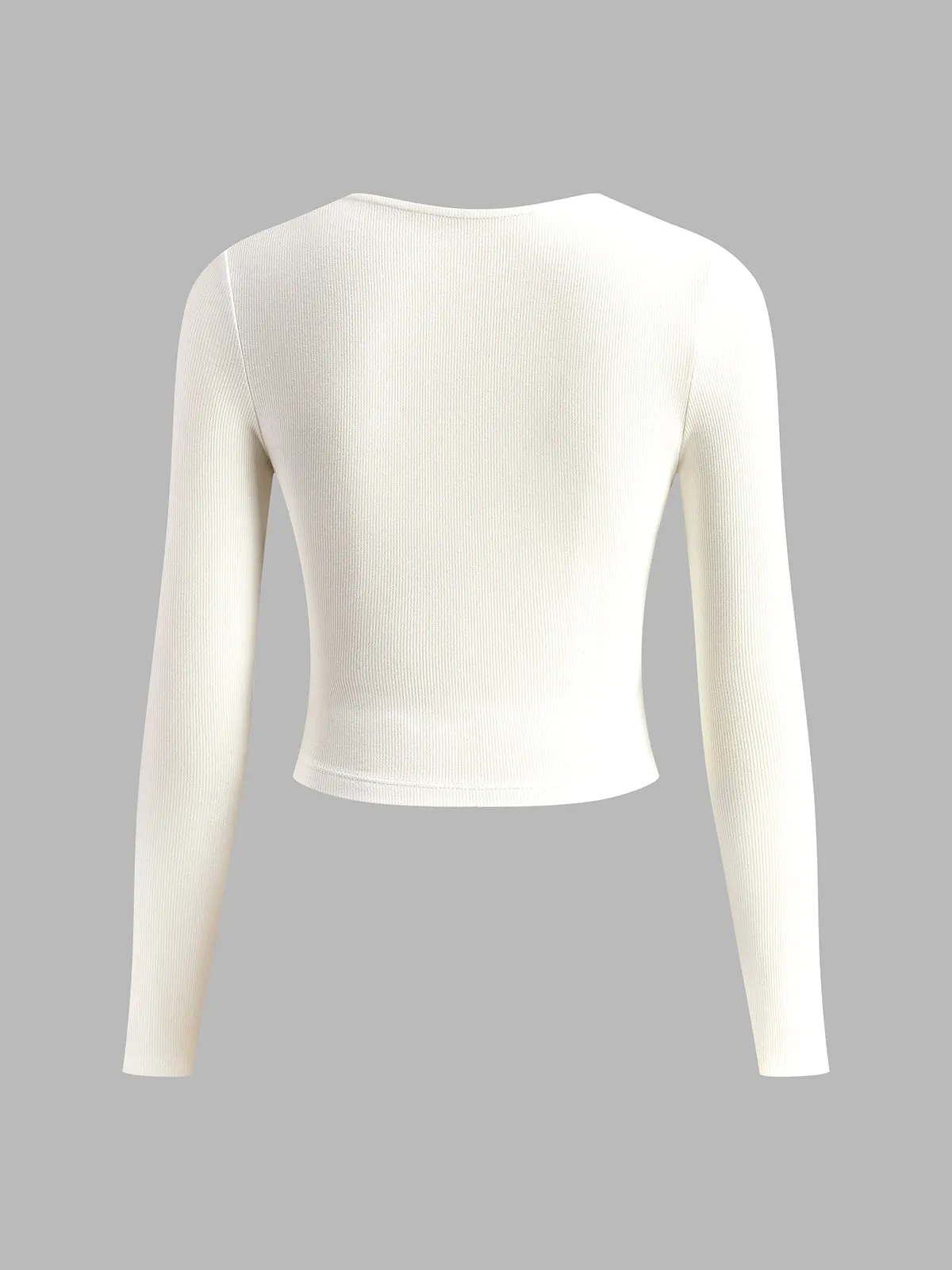 Sweetheart Ribbed Long Sleeve T-Shirt sold by COMMENSE product image thumbnail 2