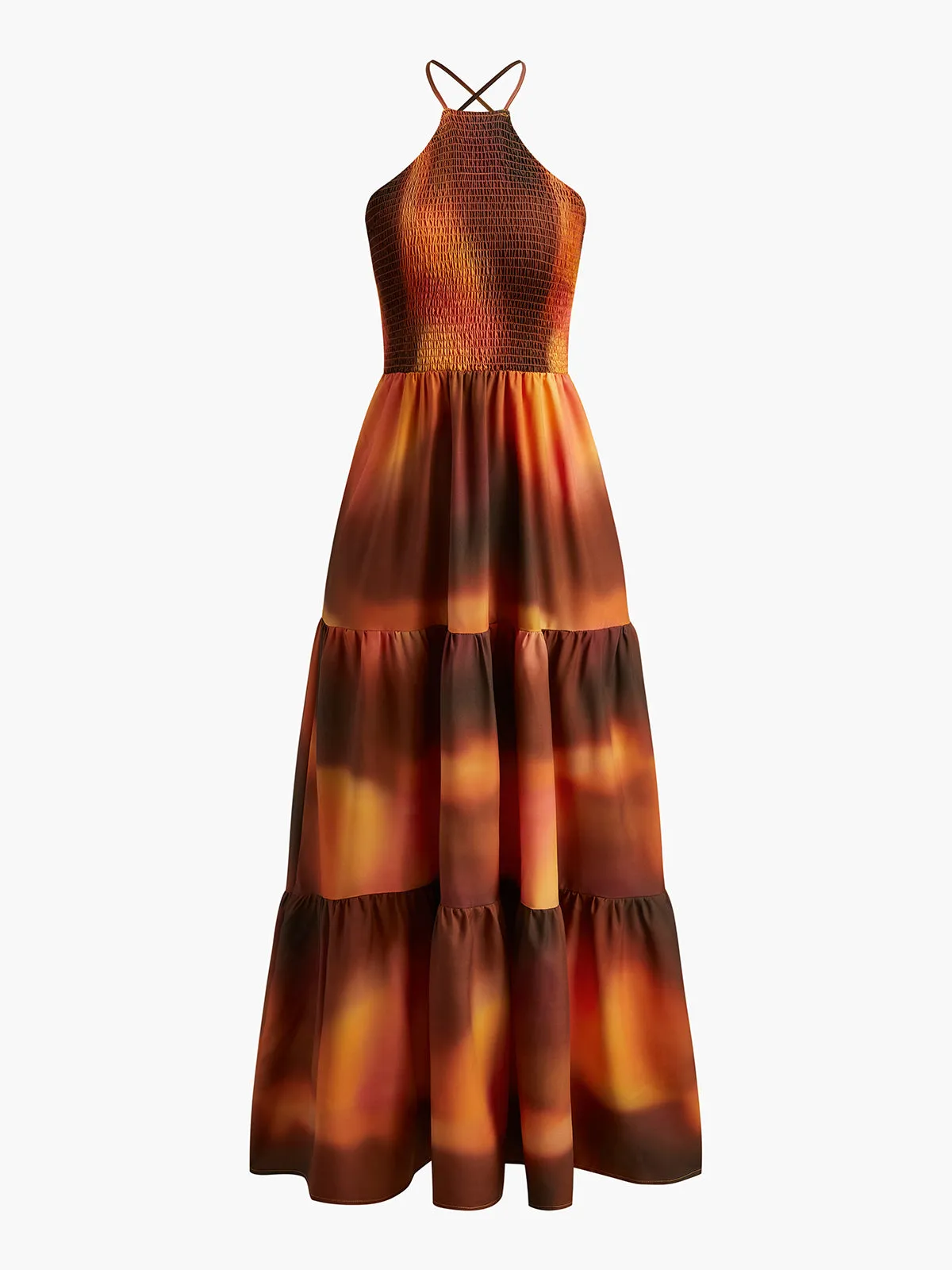 Printed Shirred Long Dress sold by COMMENSE