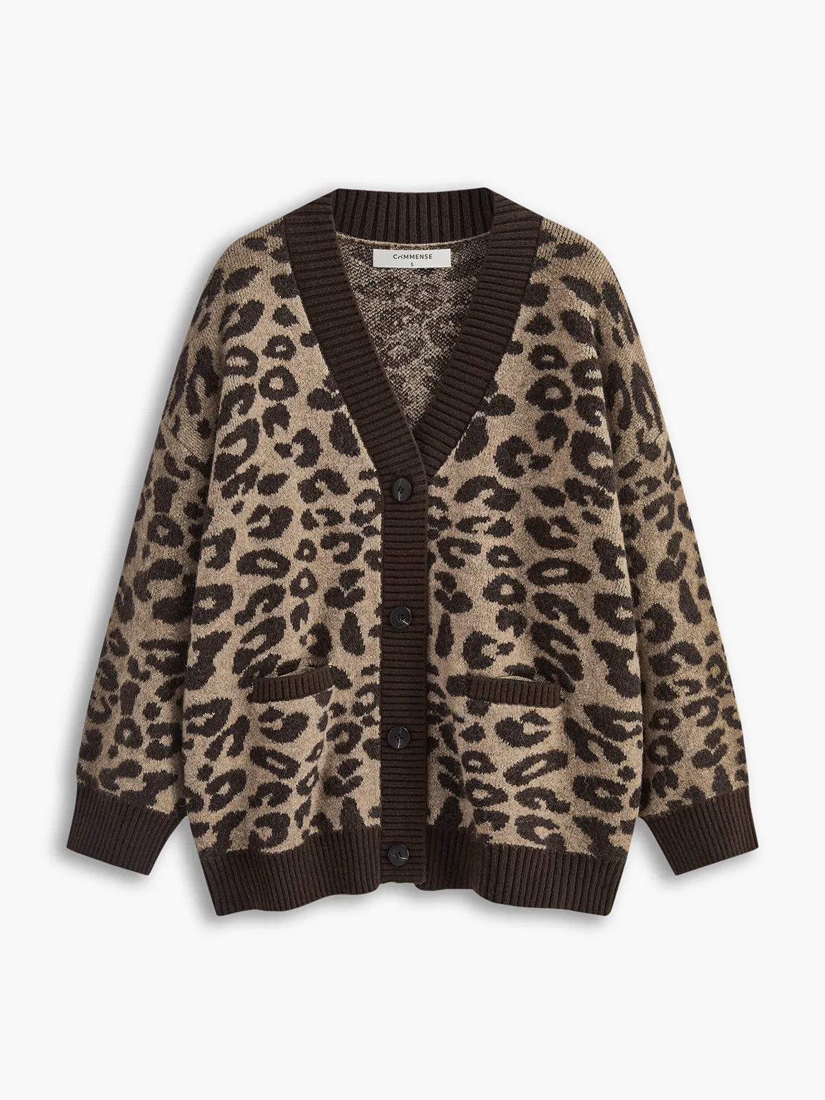 Leopard Contrast Trim Loose Cardigan sold by COMMENSE product image thumbnail 2