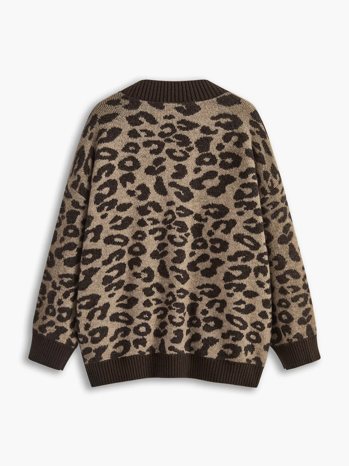 Leopard Contrast Trim Loose Cardigan sold by COMMENSE product image thumbnail 3