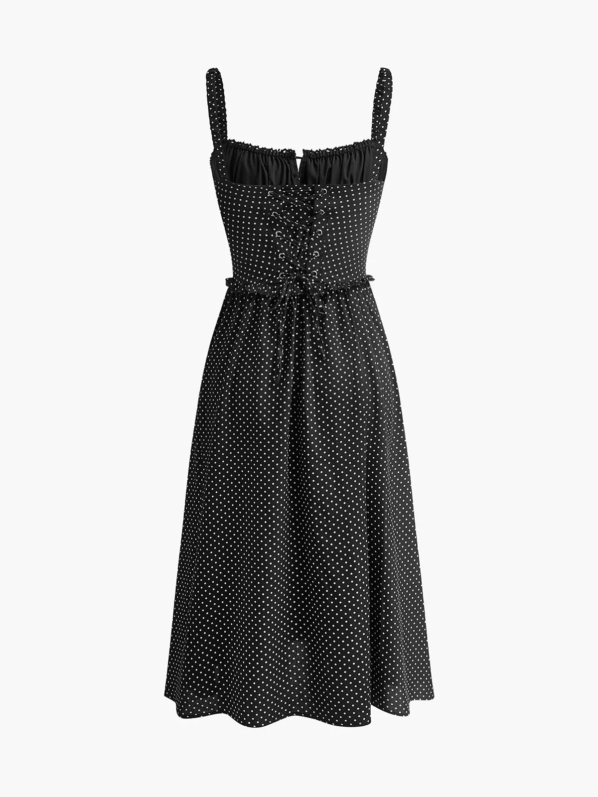 Polka Dot Drawstring Sleeveless Dress sold by COMMENSE product image thumbnail 4