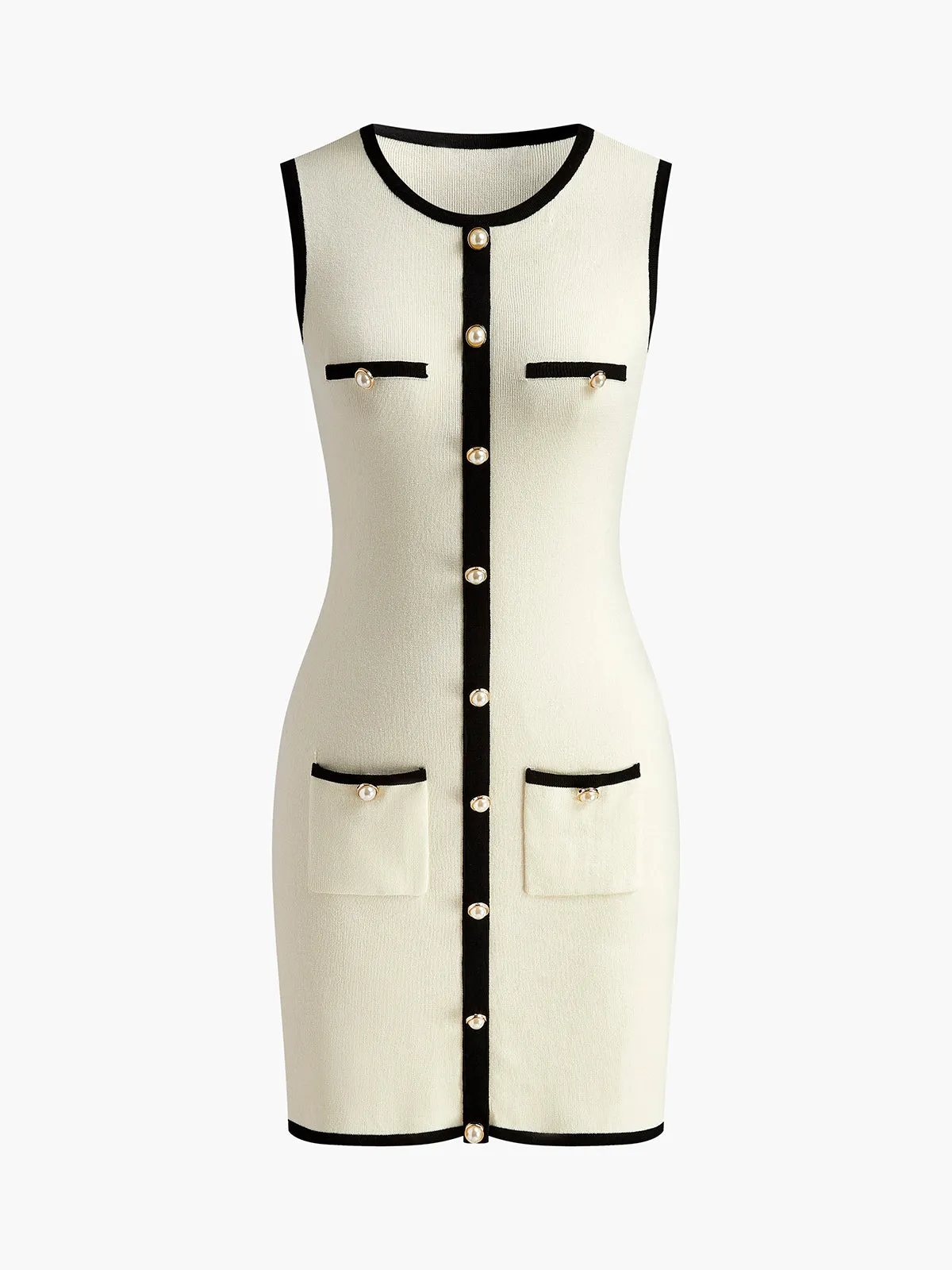 Ribbed Contrast Trim Soft Knit Dress sold by COMMENSE